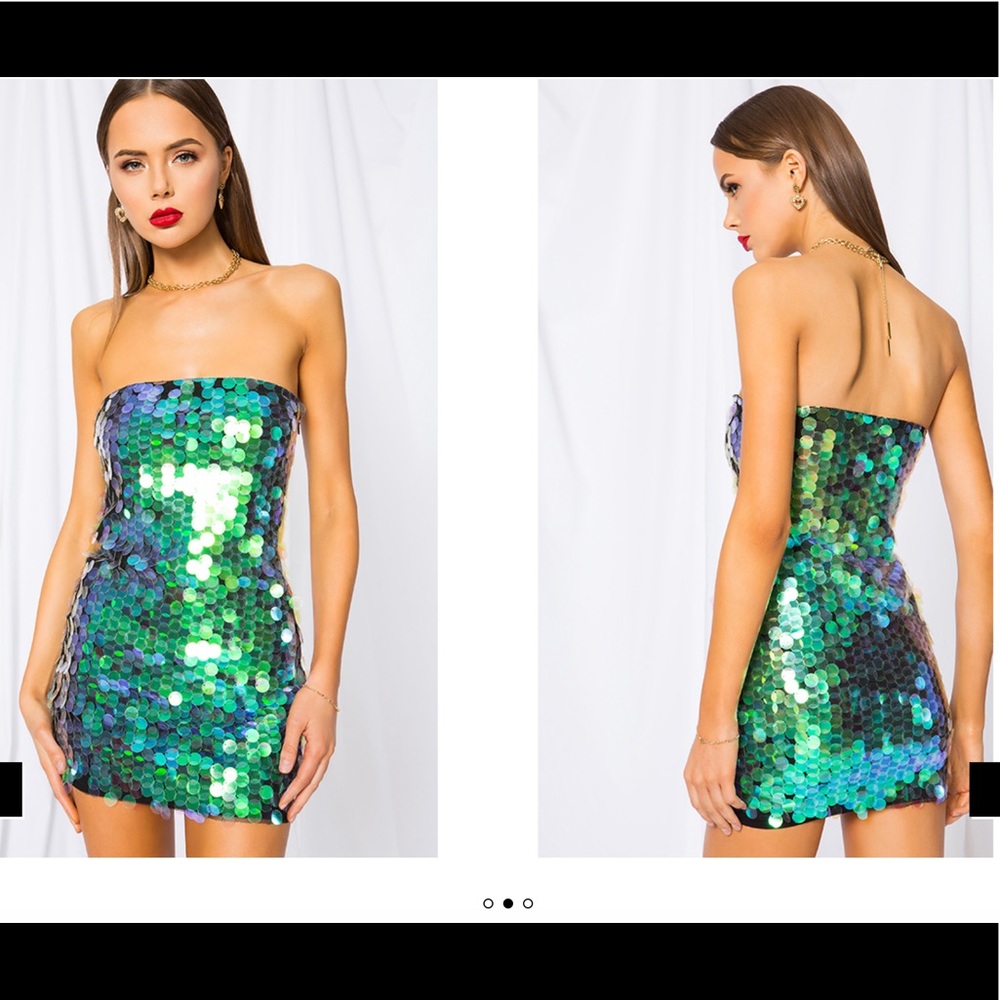 by the way.  sequin strapless mini dress